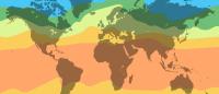 World climate temperature map. Detailed vector illustration